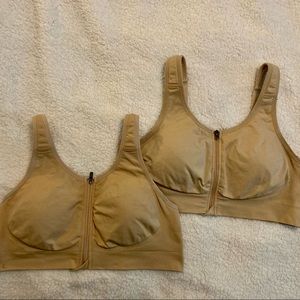 Prairie Wear Recovery Post Surgery Compression Bras Beige XL Bundle Lot of 2